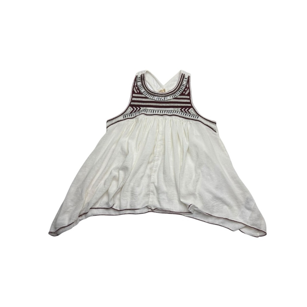 Hollister Ivory Halter Tank with Burgundy Embroidered Yoke - Picture 5 of 12